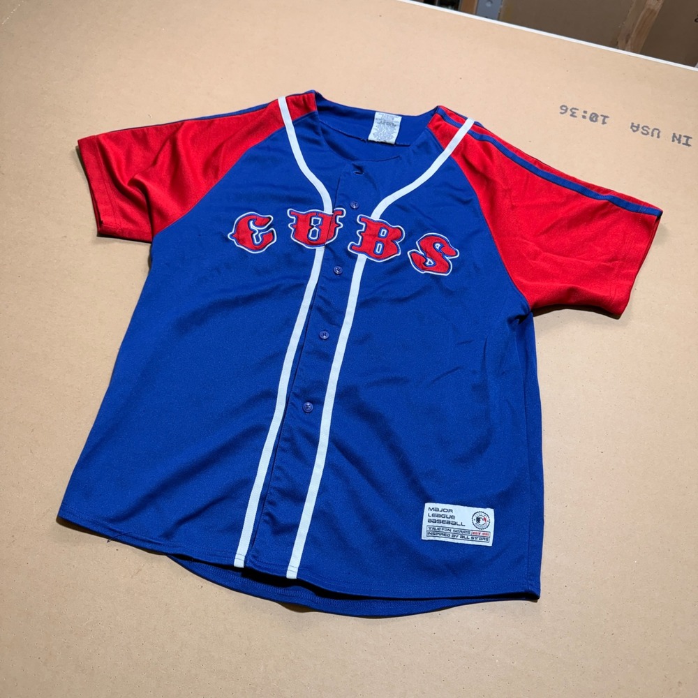 Vintage True Fan Chicago Cubs Baseball Jersey XS Blue Red Excellent MLB Top